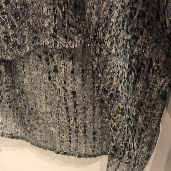 Ella Moss Platinum Print Stripe Sleeve Silk Henley - Picture 5 of 12